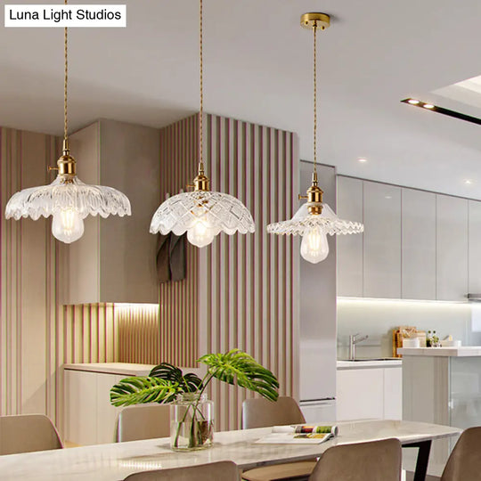 Brass Glass Pendant Light: Vintage Shaded Texture Ideal For Restaurants