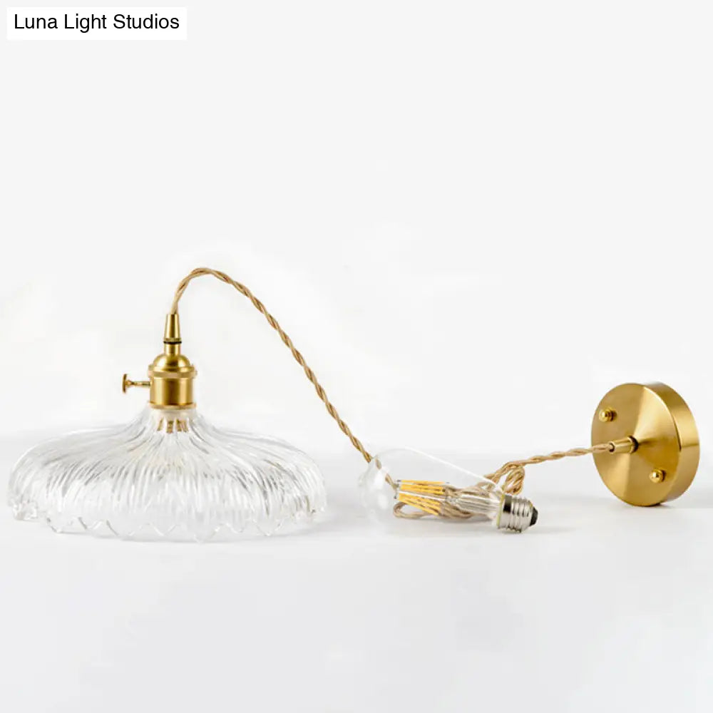Brass Glass Pendant Light: Vintage Shaded Texture Ideal For Restaurants