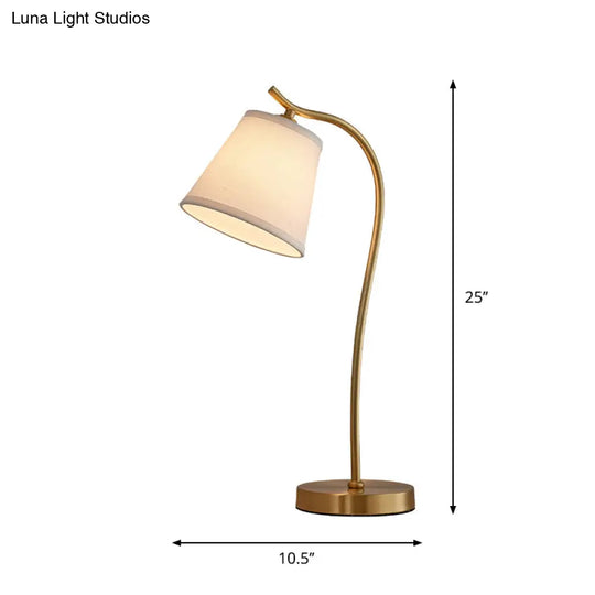 Brass Single Fabric Bedside Lamp: Traditional Bucket Table Nightstand Lighting
