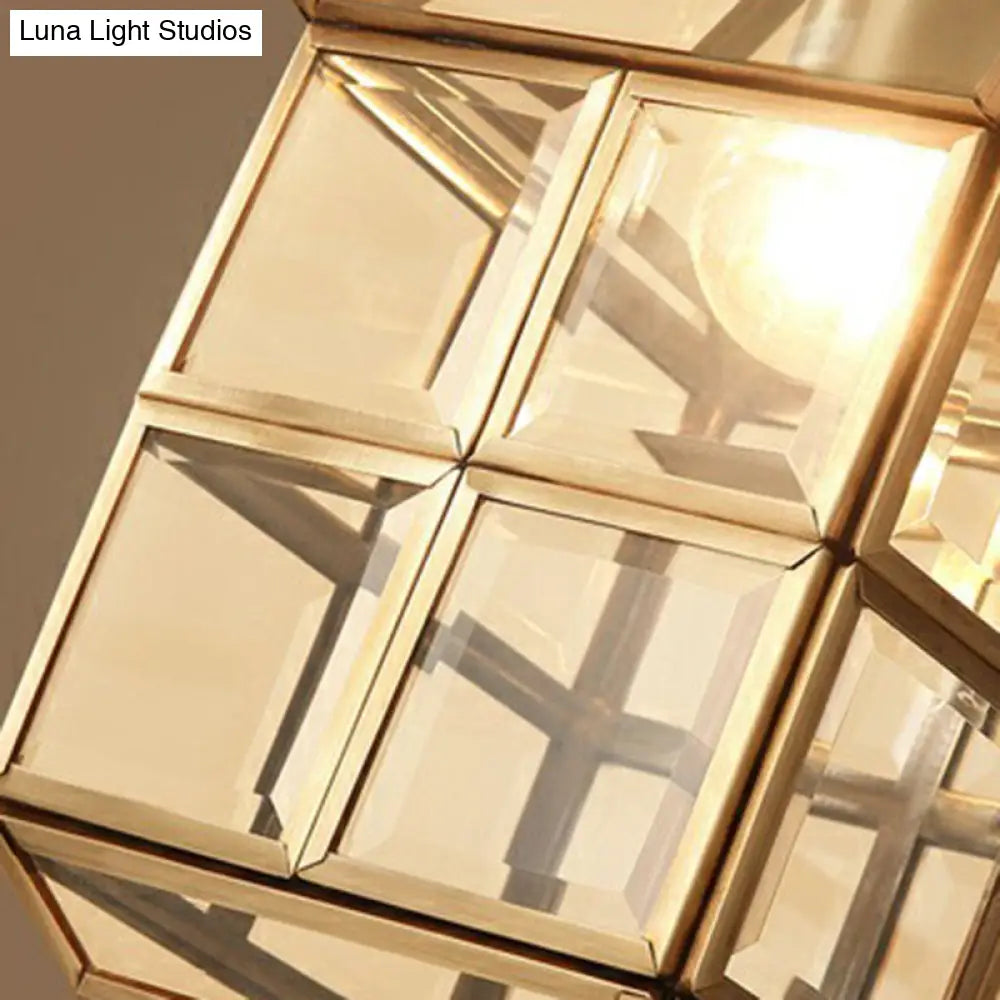 Brass Traditional House Pendant Light - Clear Glass Hanging Lamp For Foyer