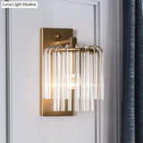 Brass Wall Sconce With Crystal Rod Shade - Modern & Chic Design