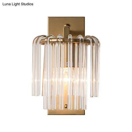 Brass Wall Sconce With Crystal Rod Shade - Modern & Chic Design