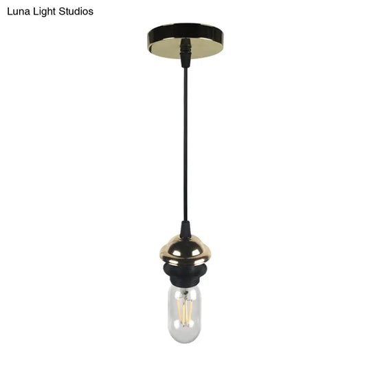 Bronze/Brass Industrial Mini Pendant Light With Height Adjustable Hanging Lamp - 1 Metal
