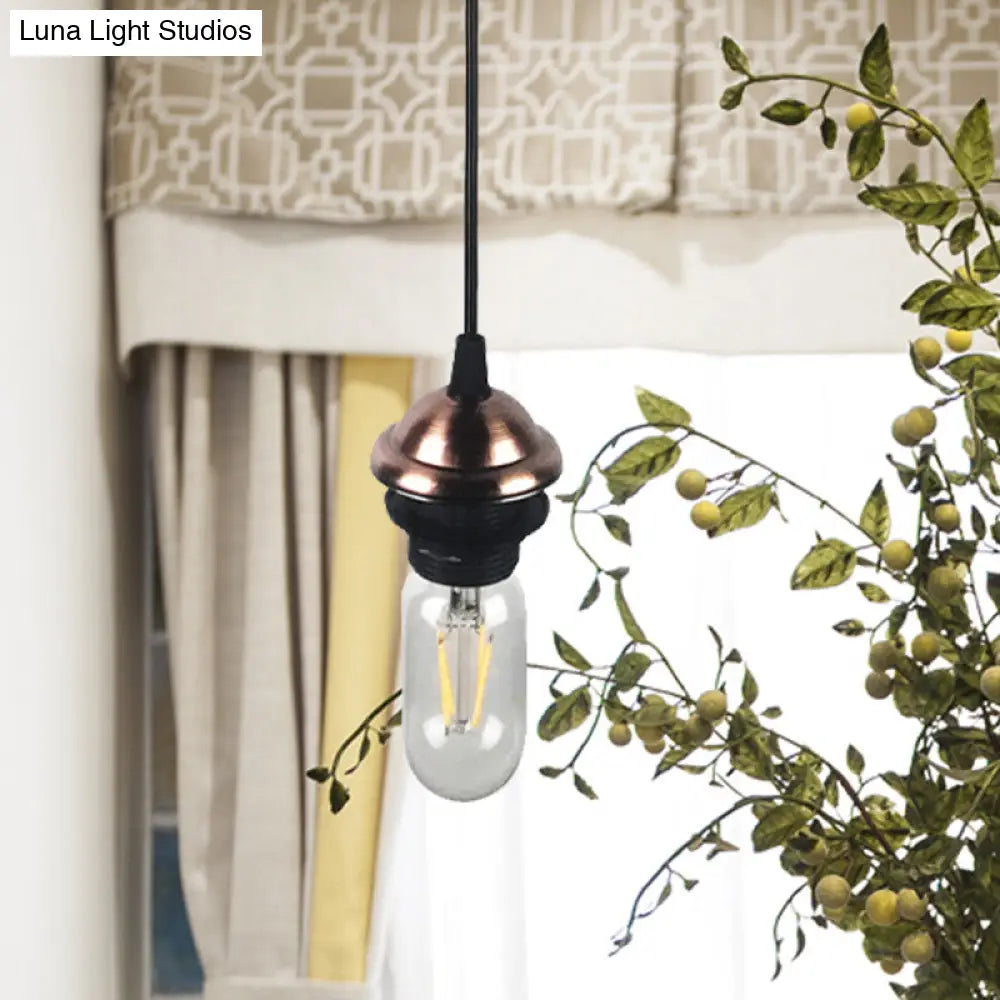 Bronze/Brass Industrial Mini Pendant Light With Height Adjustable Hanging Lamp - 1 Metal