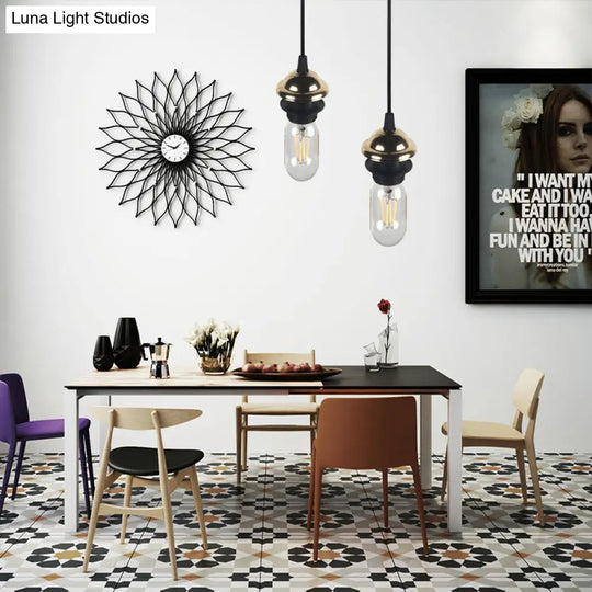 Bronze/Brass Industrial Mini Pendant Light With Height Adjustable Hanging Lamp - 1 Metal Brass