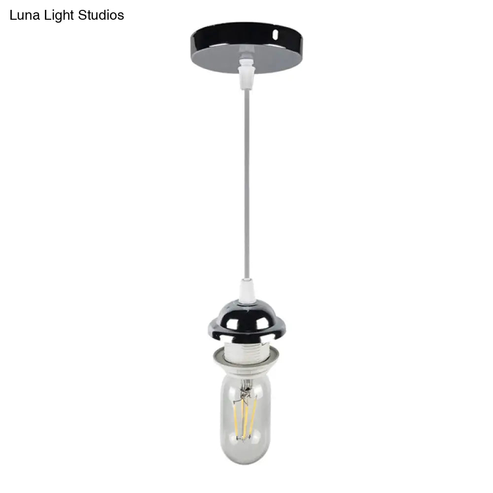 Bronze/Brass Industrial Mini Pendant Light With Adjustable Height - Bare Bulb 1-Light Metal Hanging