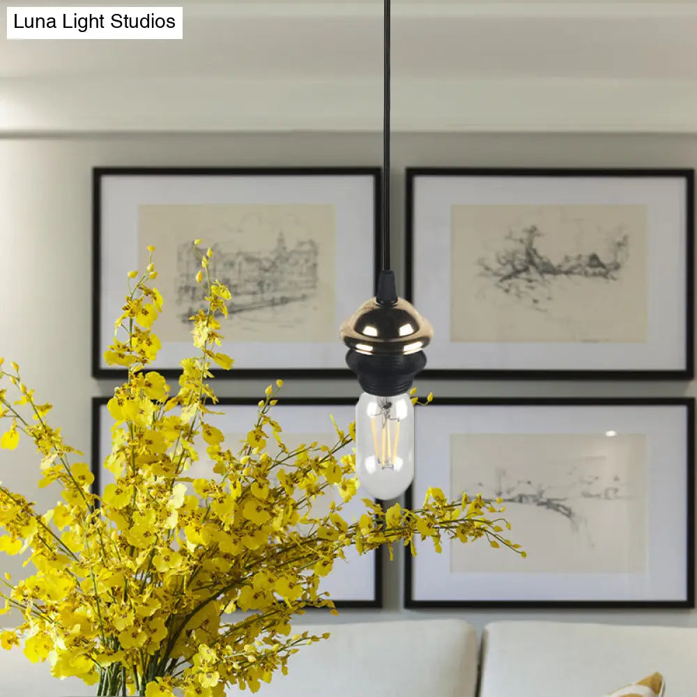 Bronze/Brass Industrial Mini Pendant Light With Height Adjustable Hanging Lamp - 1 Metal