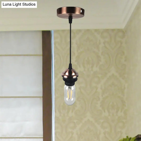 Bronze/Brass Industrial Mini Pendant Light With Height Adjustable Hanging Lamp - 1 Metal