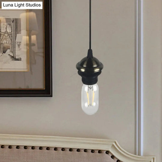 Bronze/Brass Industrial Mini Pendant Light With Height Adjustable Hanging Lamp - 1 Metal