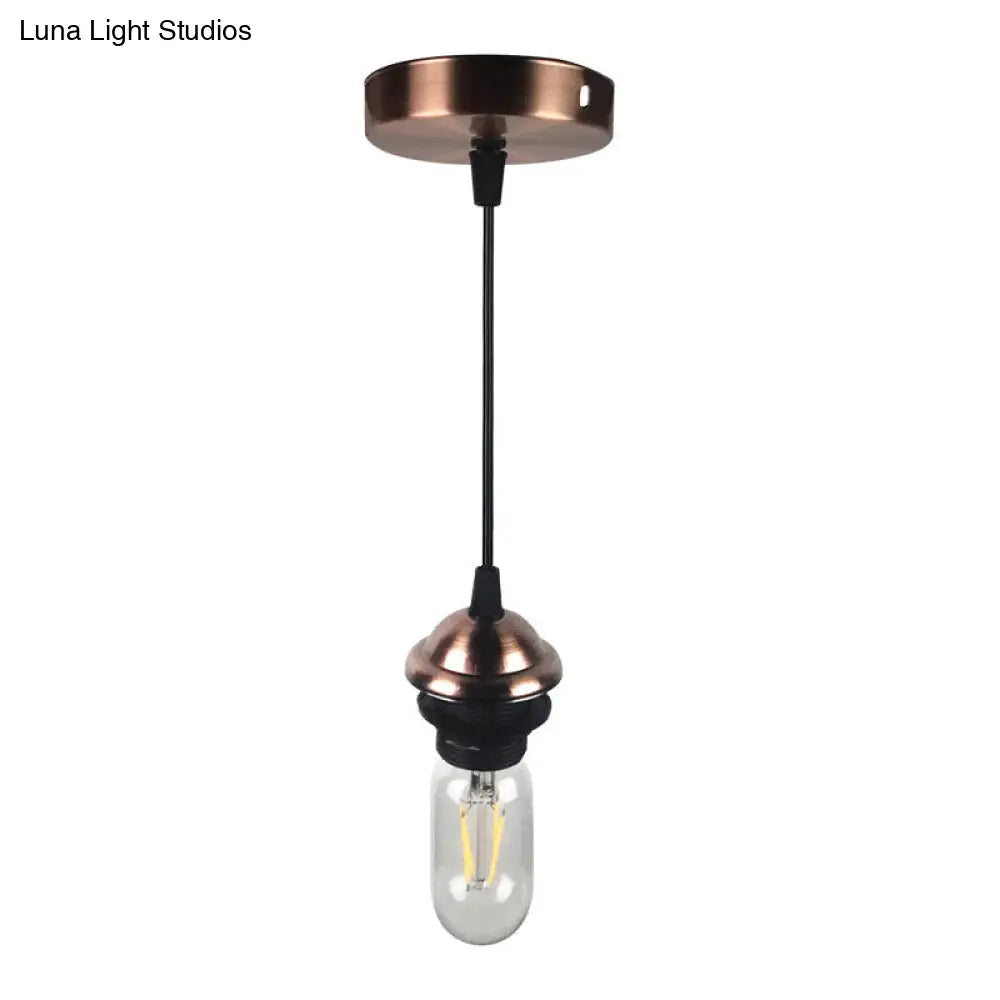 Bronze/Brass Industrial Mini Pendant Light With Height Adjustable Hanging Lamp - 1 Metal