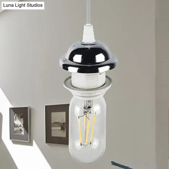 Bronze/Brass Industrial Mini Pendant Light With Adjustable Height - Bare Bulb 1-Light Metal Hanging
