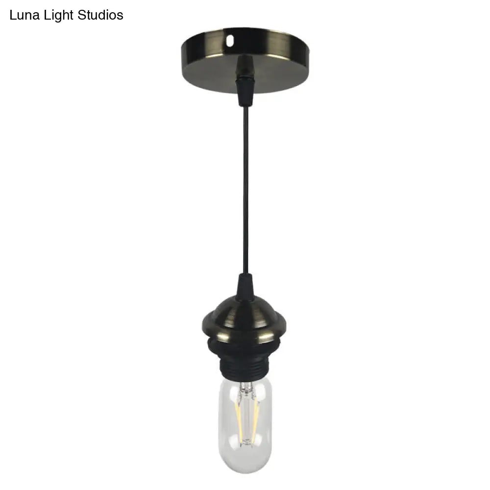 Bronze/Brass Industrial Mini Pendant Light With Height Adjustable Hanging Lamp - 1 Metal