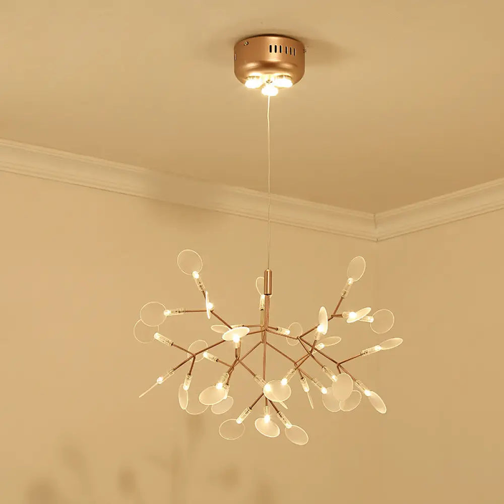 Bronze Designer Led Heracleum Chandelier: Acrylic Living Room Pendant Light Fixture 30 / Warm