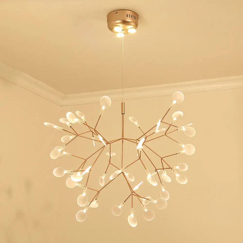 Bronze Designer Led Heracleum Chandelier: Acrylic Living Room Pendant Light Fixture 45 / Warm