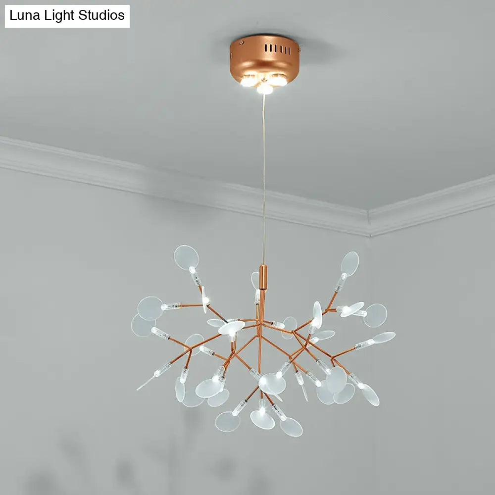 Bronze Acrylic Led Pendant Light: Designer Heracleum Chandelier For Living Room 30 / White