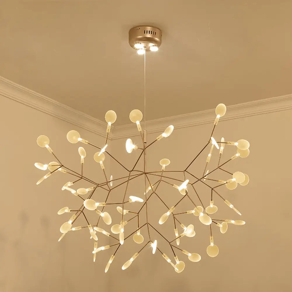 Bronze Designer Led Heracleum Chandelier: Acrylic Living Room Pendant Light Fixture 63 / Warm