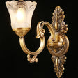 Bronze Floral Wall Sconce With Frosted White Glass - Single Bulb Light For Aisle Traditional Design
