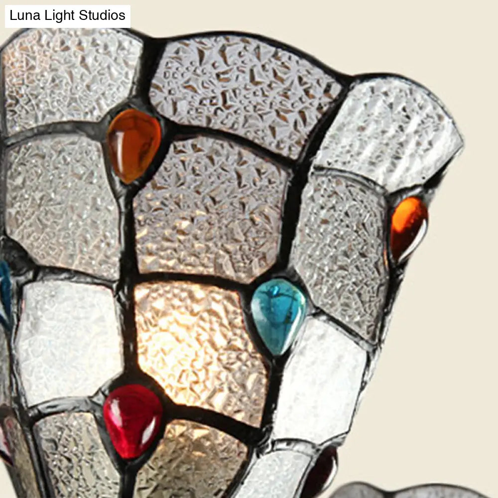 Bronze Jeweled Chandelier Lighting Fixture With Mediterranean Cut Glass - Antique Design Multiple