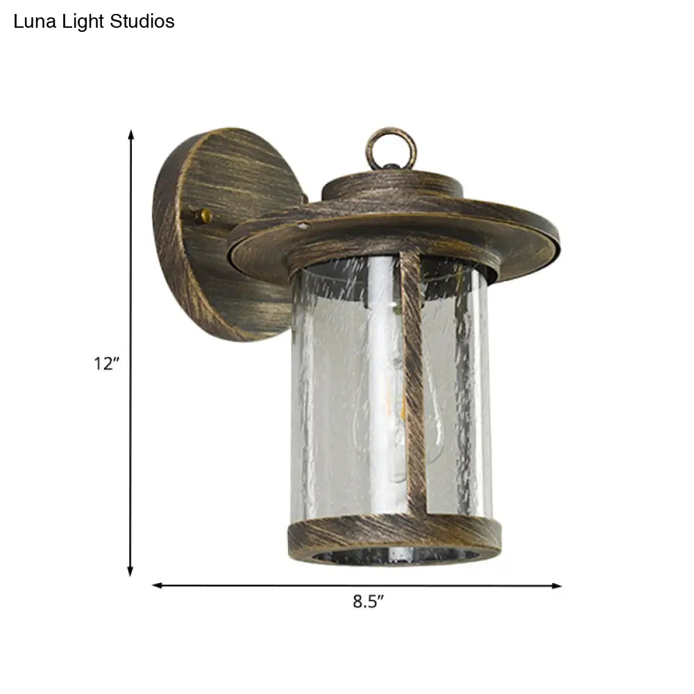 Bronze Seedy Glass Sconce: Single-Light Wall Mounted Lantern For Countryside Patio Lighting