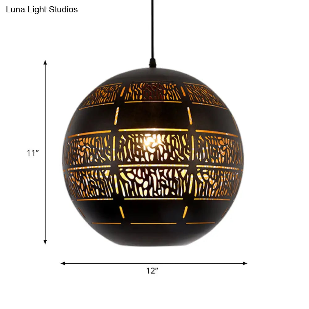 Bronze Sphere Downlight Ceiling Suspension Lamp - 1 Bulb 10/12 Wide