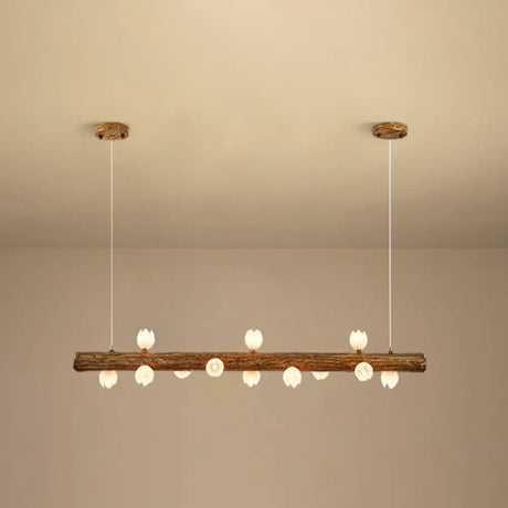 Brown Modern Linear Island Pendant Metal Lamp 12 / Flower
