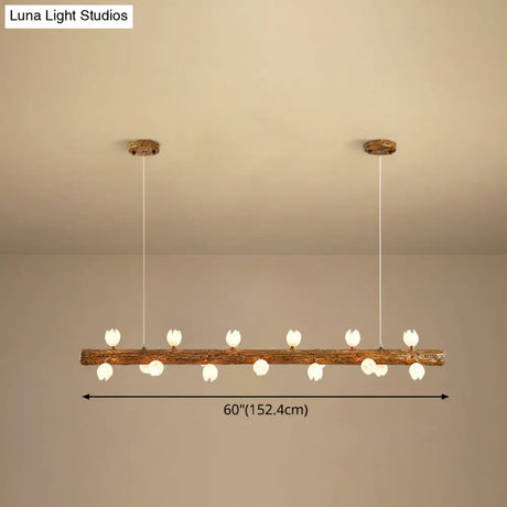 Brown Modern Linear Island Pendant Metal Lamp