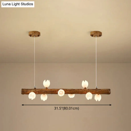 Brown Modern Linear Island Pendant Metal Lamp