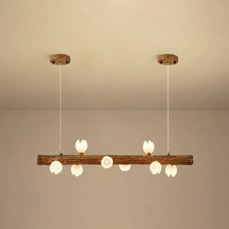 Brown Modern Linear Island Pendant Metal Lamp 8 / Flower