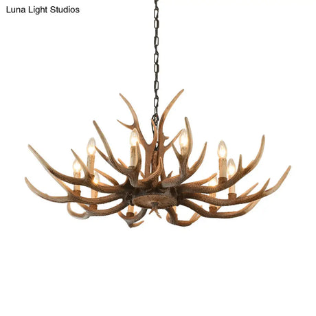 Brown Resin Hanging Chandelier Candelabra - 4/6/8-Bulb Traditional Suspension Light For Living Room