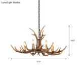 Brown Resin Hanging Chandelier Candelabra - 4/6/8-Bulb Traditional Suspension Light For Living Room