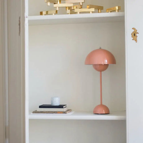 Bud Shaped Metallic Table Lamp With 2 Heads - Postmodern Style Nightstand Lighting Pink