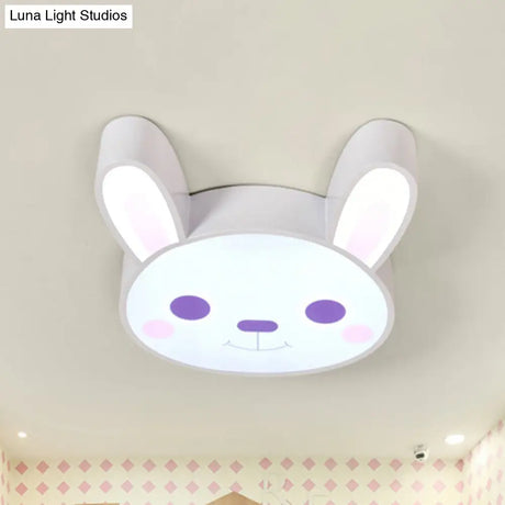 Bunny Girls Bedroom Ceiling Light - Acrylic Animal Fixture In White