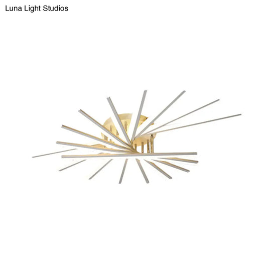 Burst Design Acrylic Ceiling Light - Modernist White Led Semi Flush Mount Lighting In Warm/White