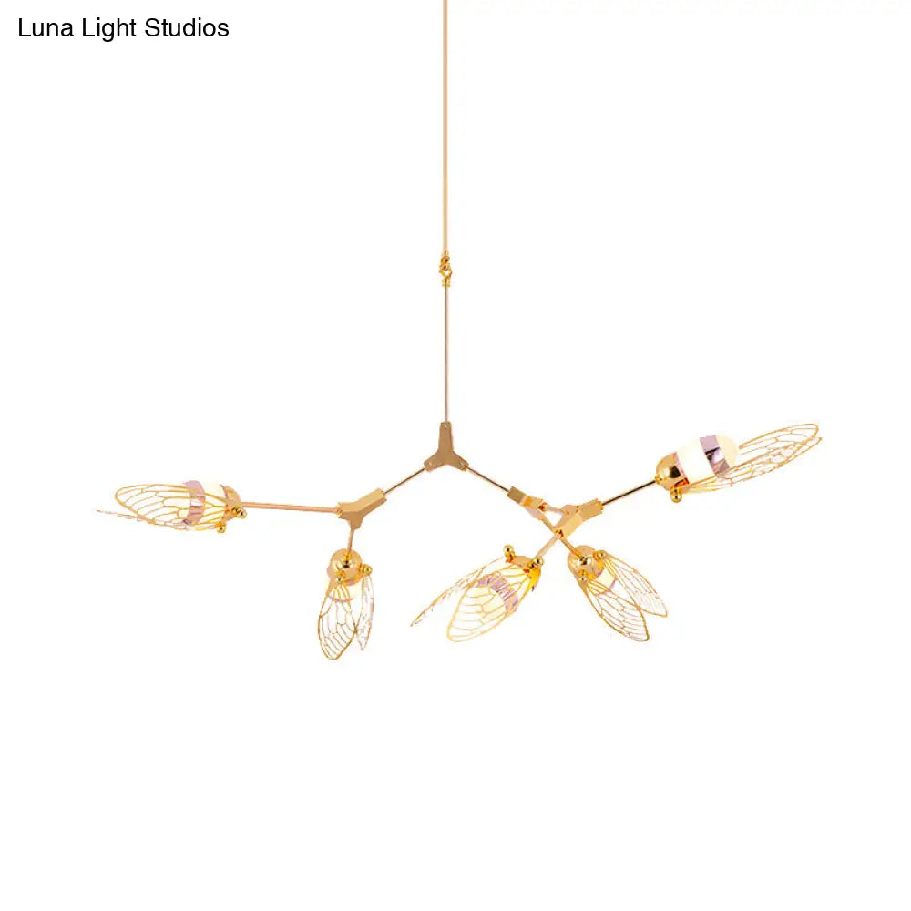 Butterfly Chandelier Pendant Light - Romantic Metallic Gold Finish For Dining Table