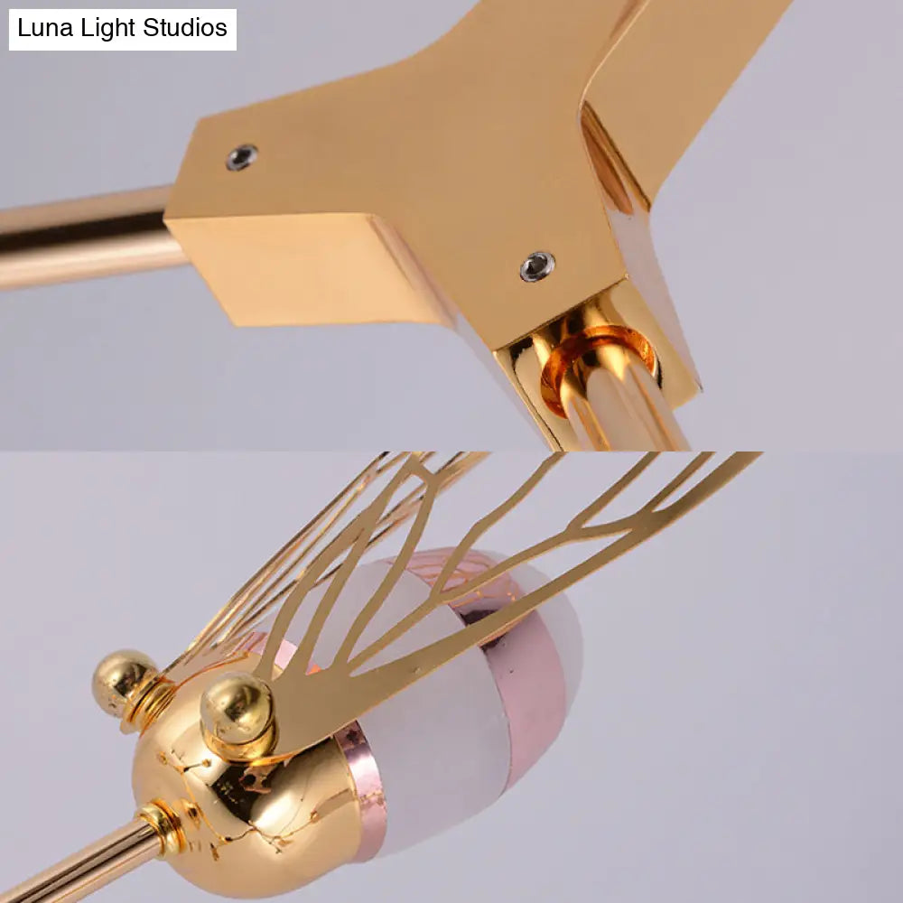 Butterfly Chandelier Pendant Light - Romantic Metallic Gold Finish For Dining Table