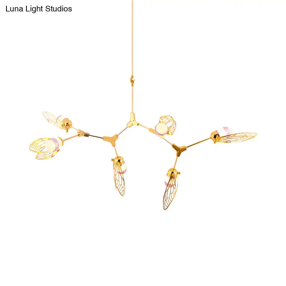 Butterfly Chandelier Pendant Light - Romantic Metallic Gold Finish For Dining Table