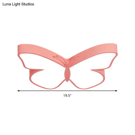 Butterfly Led Flush Mount Lamp In Warm/White Light 19.5’/23.5’ Width - White/Pink/Blue Cartoon