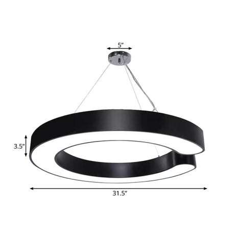 Minimalist Metal Led C-Shaped Hanging Pendant Lamp - 19.5/23.5/31.5 Width (White/Black