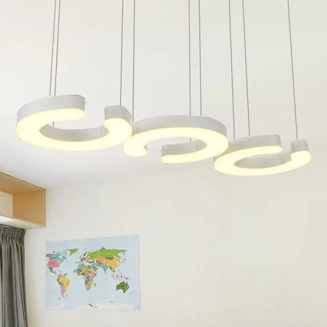 C-Shaped Led Pendant Lamp Kit - Minimalist Metal Design With Warm/White Light And Round/Linear
