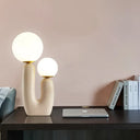 Cactus Bedside Table Light - Nordic Style Night Lamp With Cream Glass Shade Beige