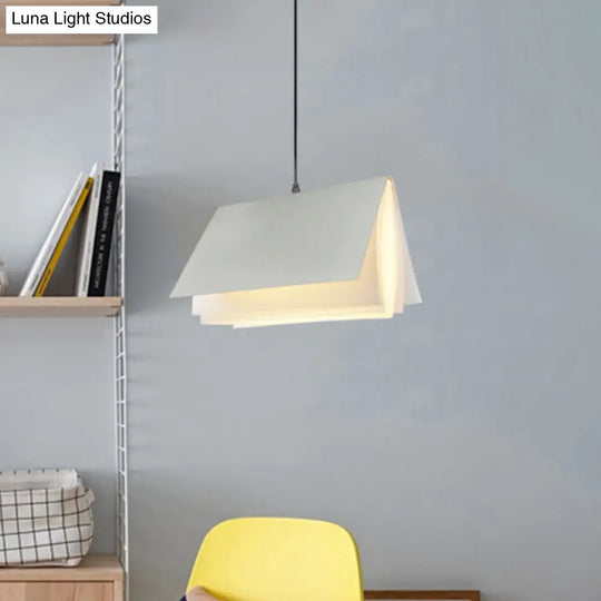 Cafe Pendant Lamp - Book Design Metal Construction Single-Bulb Macaron Ceiling Hang Light In