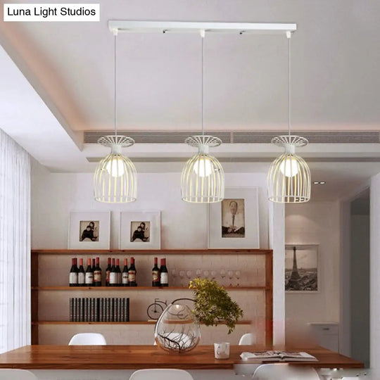 Cage Shade Pendant Light Fixture - Wine Glass & Metal Industrial Ceiling For Dining Room