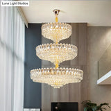 Camille French Luxury Long Crystal Chandelier Gold LED Grand Lobby Light chandelier