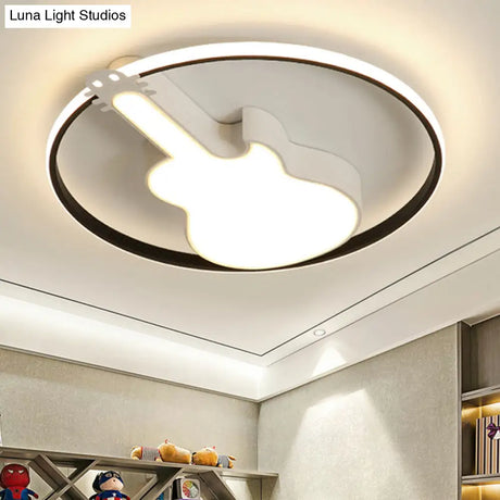 Candy-Colored Guitar Acrylic Flush Mount Led Ceiling Light For Game Rooms White / 18