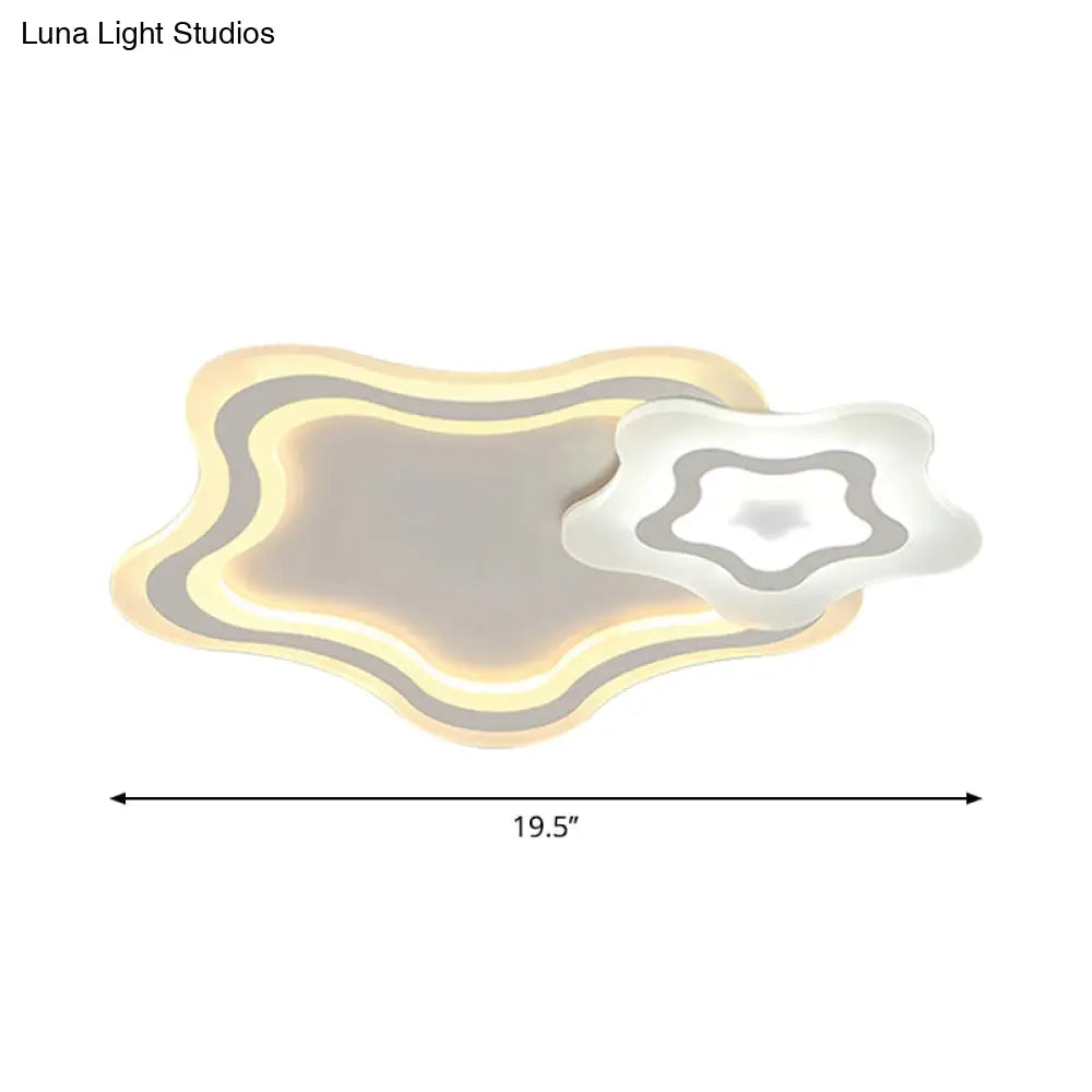Cartoon Acrylic Kids Bedroom Led Ceiling Lamp - Star/Cloud/Loving Heart Design Warm/White Light