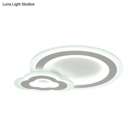 Cartoon Acrylic Kids Bedroom Led Ceiling Lamp - Star/Cloud/Loving Heart Design Warm/White Light