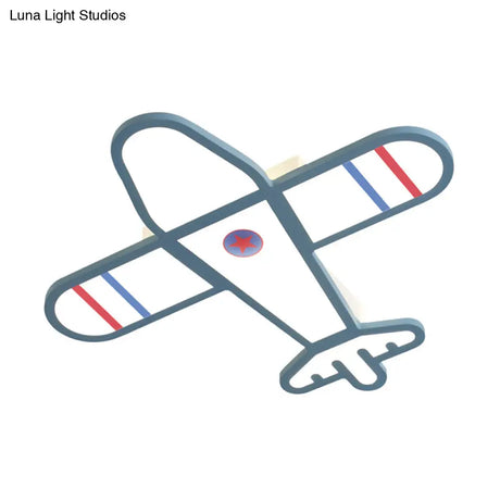 Cartoon Acrylic Led Plane Flushmount Light In White/Blue For Bedroom