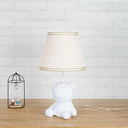 Cartoon Bear Barrel Fabric Table Light - White/Blue Night Lamp With Resin Base White