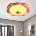 Cartoon Bear Led Flush Mount Lighting For Kids’ Room In Blue/Pink Acrylic And Metal Pink