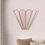 Cartoon Brass Badminton Wall Light With Pink Glass For Living Room / B